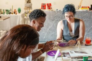 People engaging in group and centre-based activities that build community connection and social engagement.